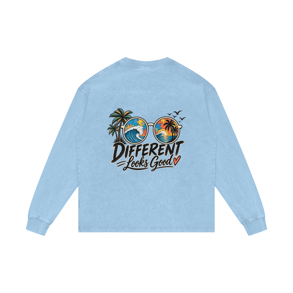 Different Looks Good Acid Wash Long-Sleeve