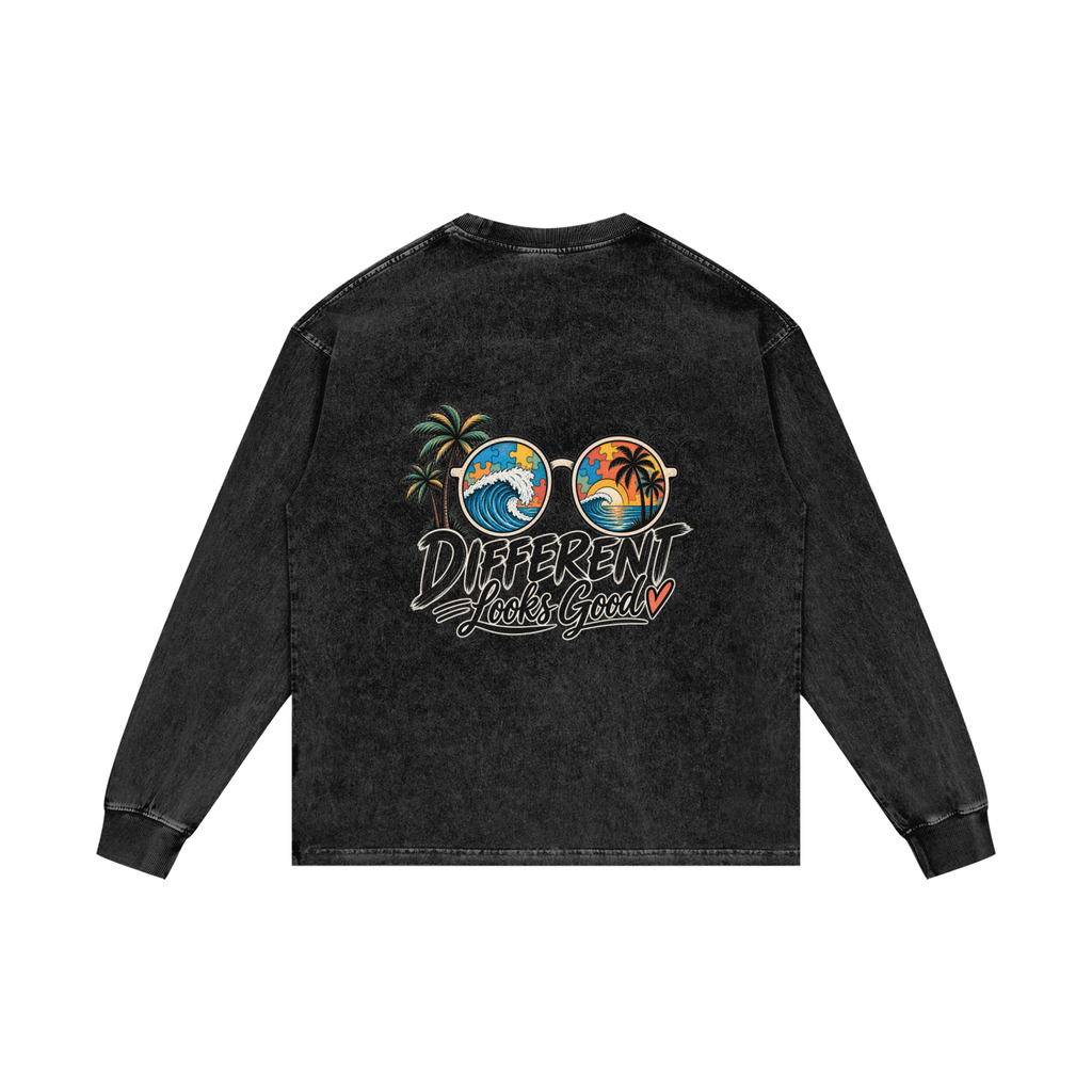 Different Looks Good Acid Wash Long-Sleeve