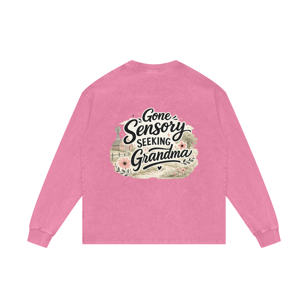 Acid Wash Oversize Long Sleeve T-Shirt Grandma