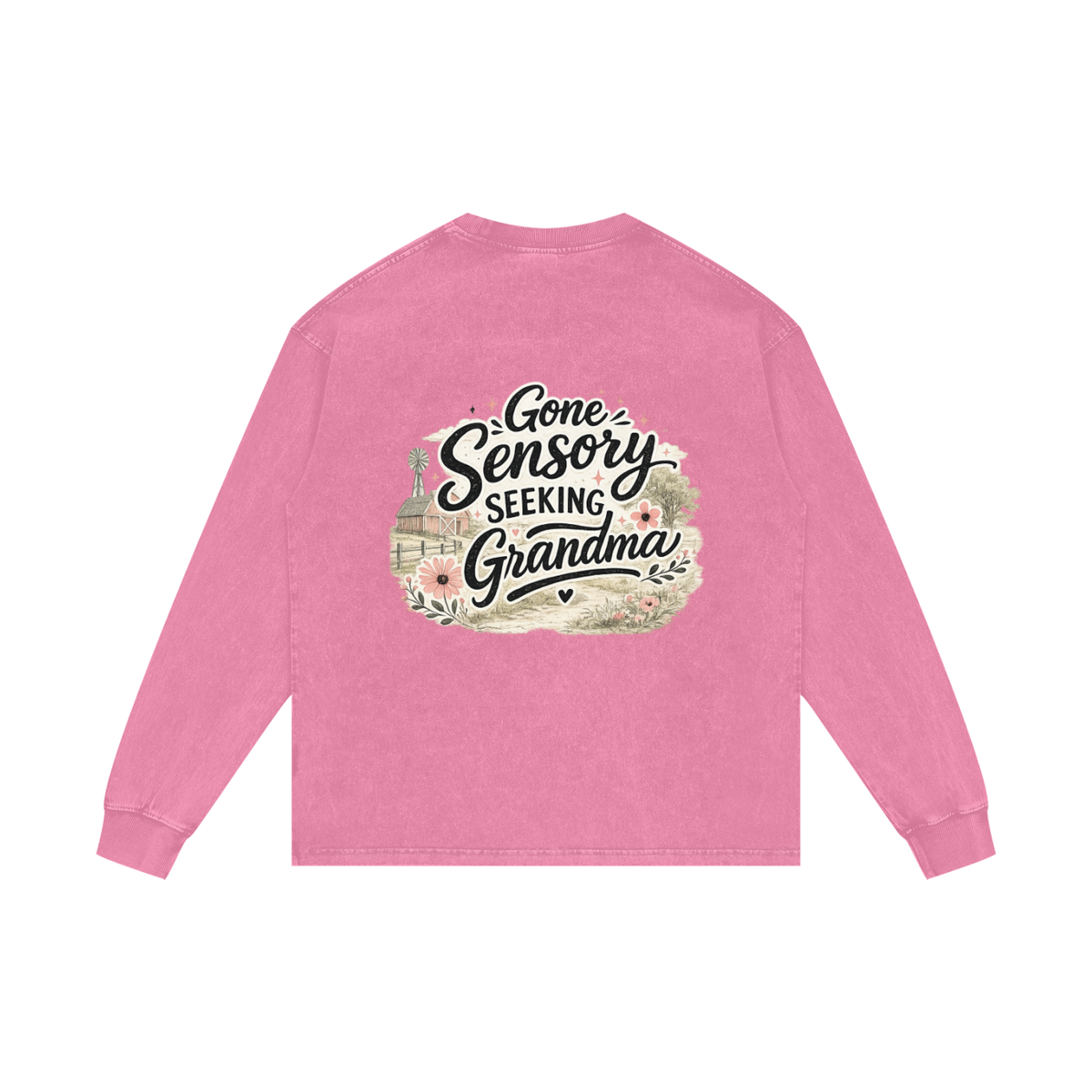 Acid Wash Oversize Long Sleeve T-Shirt Grandma