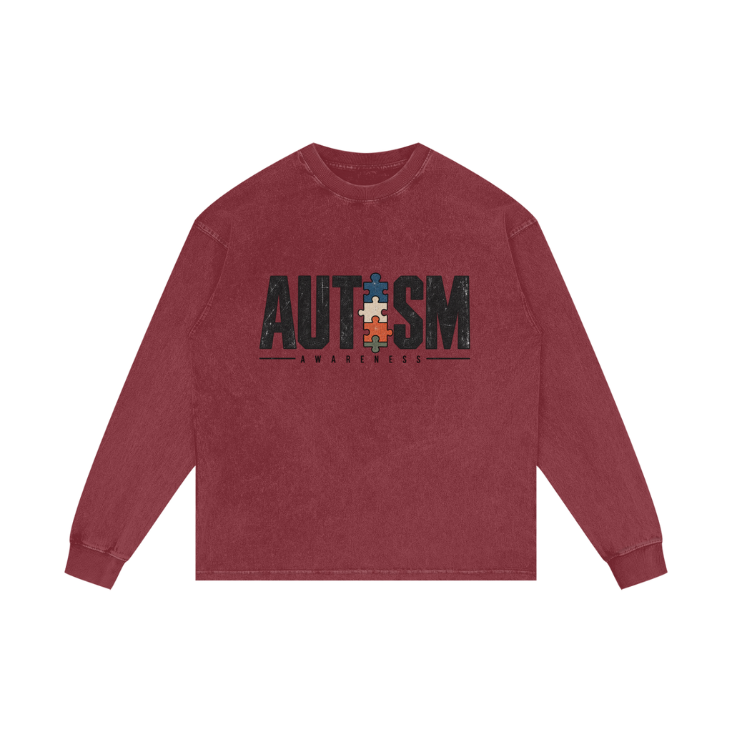 Autism Awareness Acid Wash Long-Sleeve