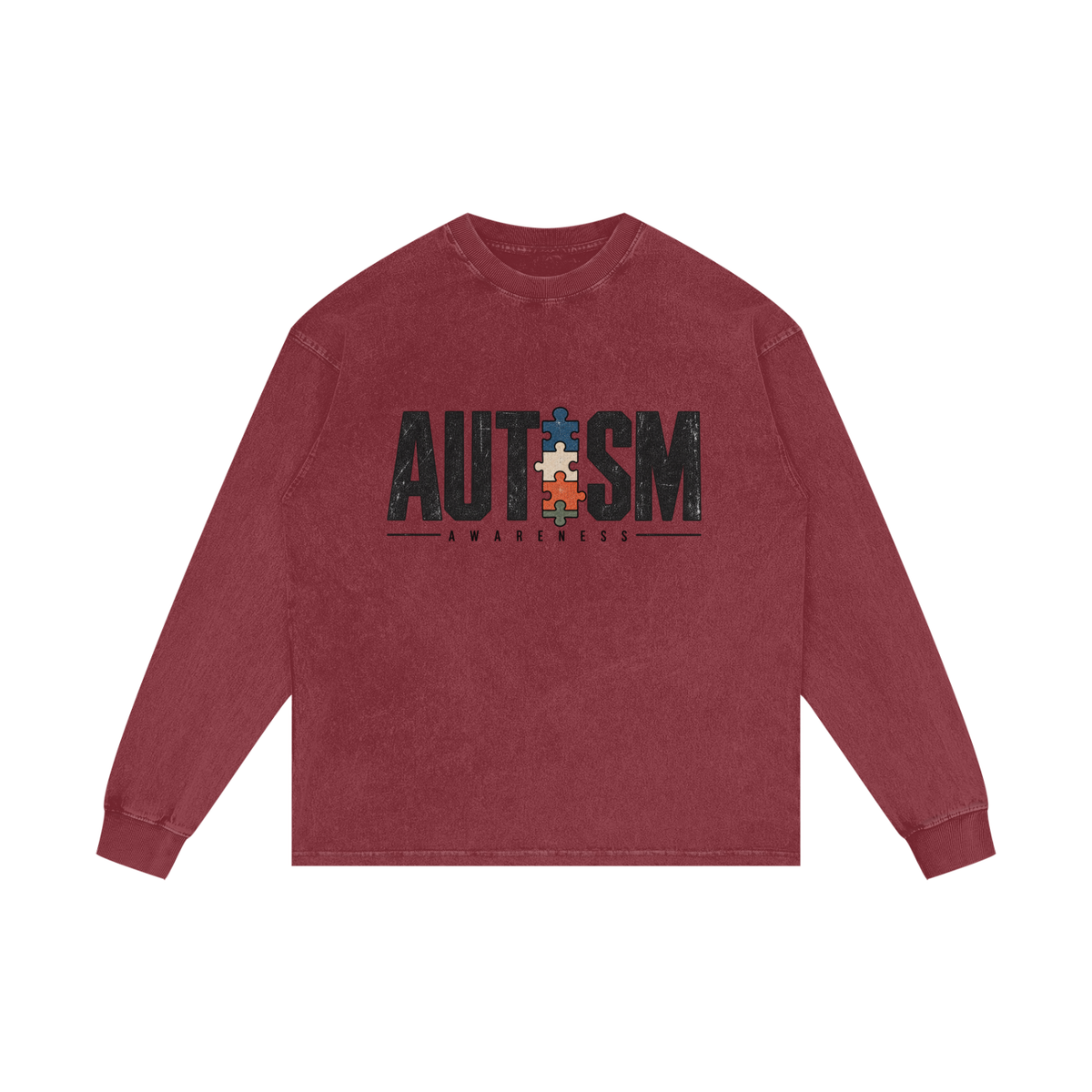 Autism Awareness Acid Wash Long-Sleeve