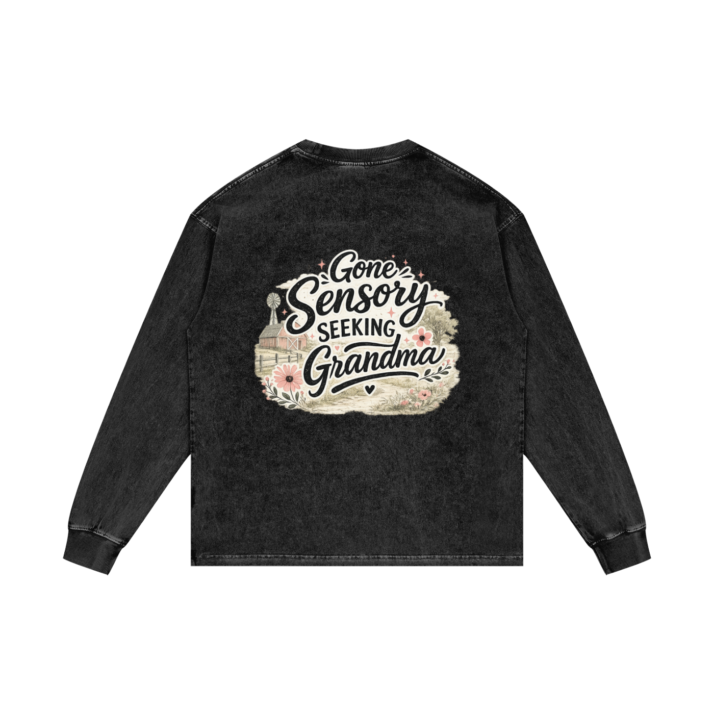 Acid Wash Oversize Long Sleeve T-Shirt Grandma
