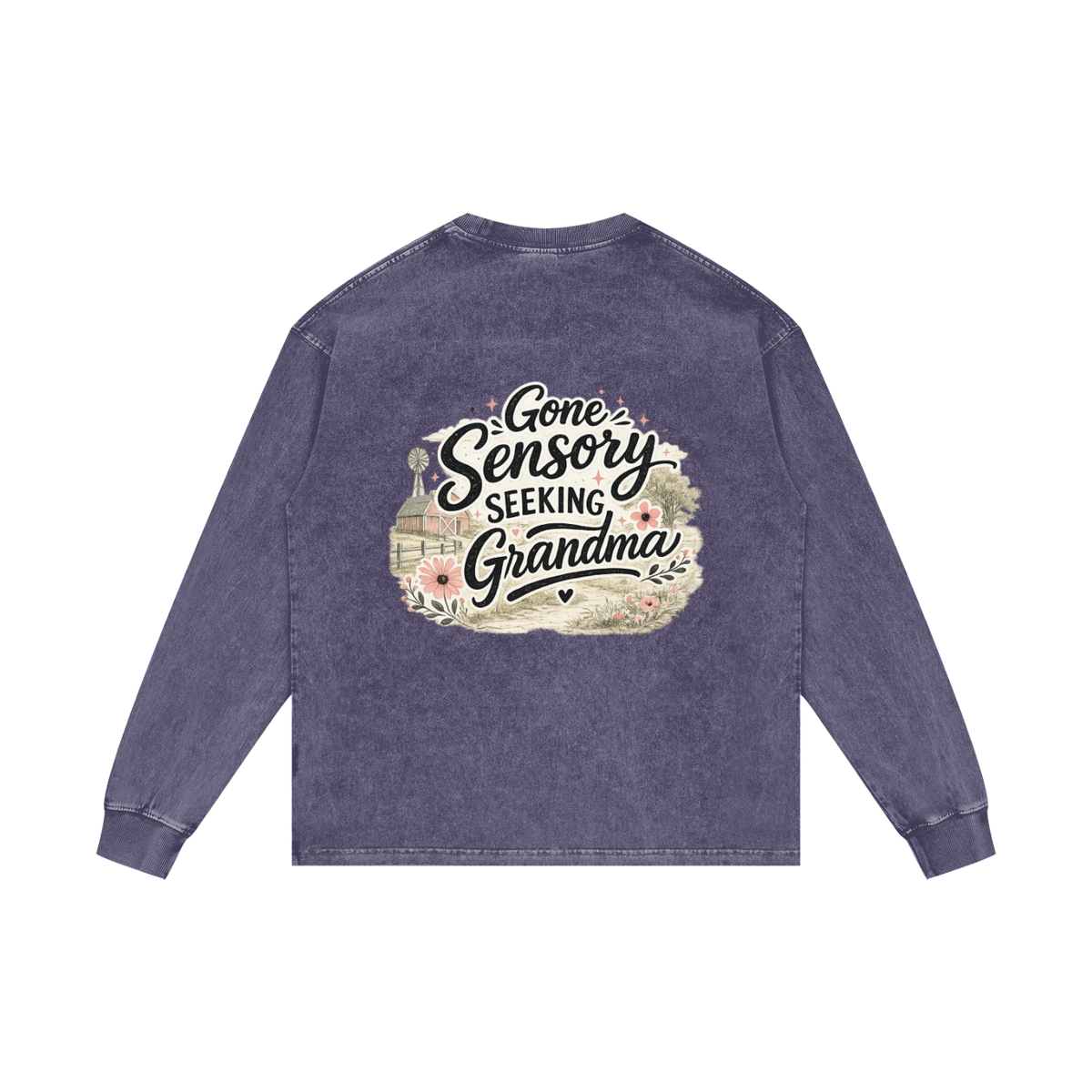 Acid Wash Oversize Long Sleeve T-Shirt Grandma