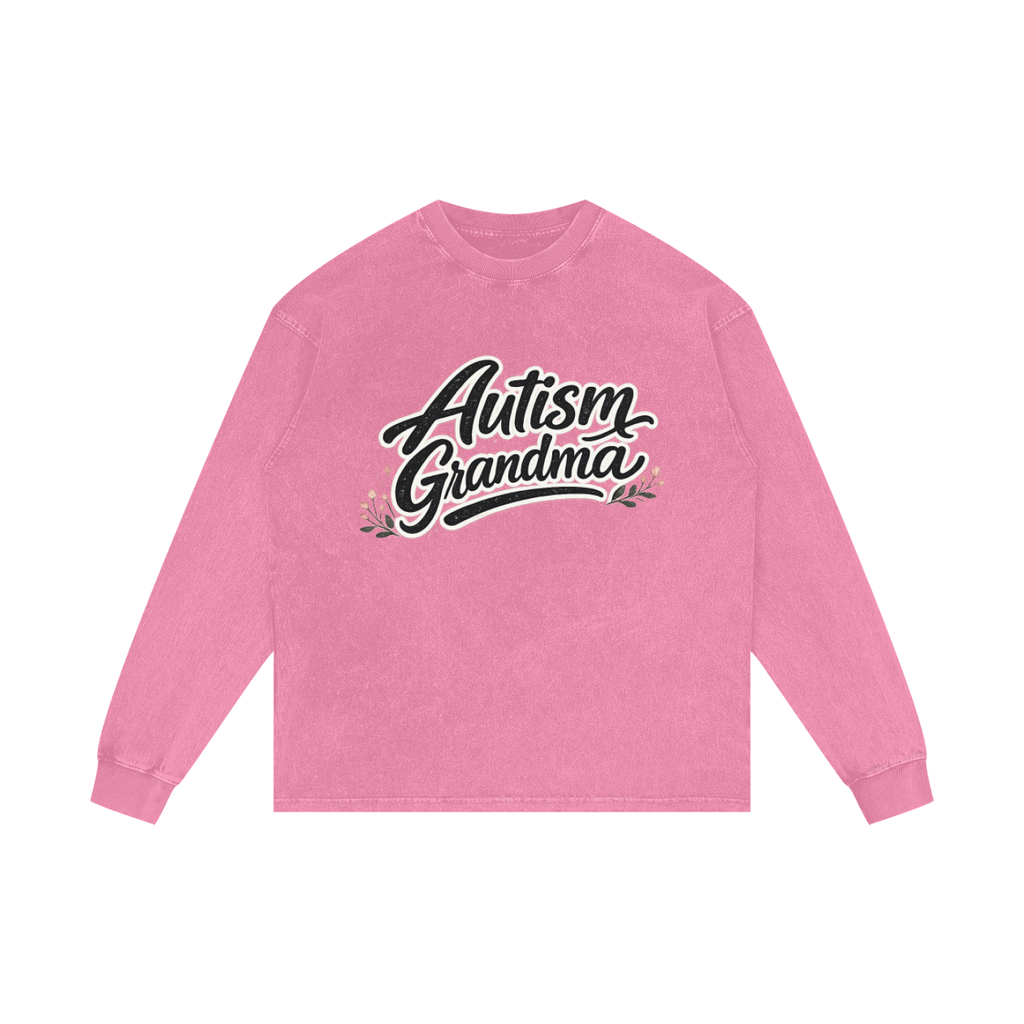 Acid Wash Oversize Long Sleeve T-Shirt Grandma