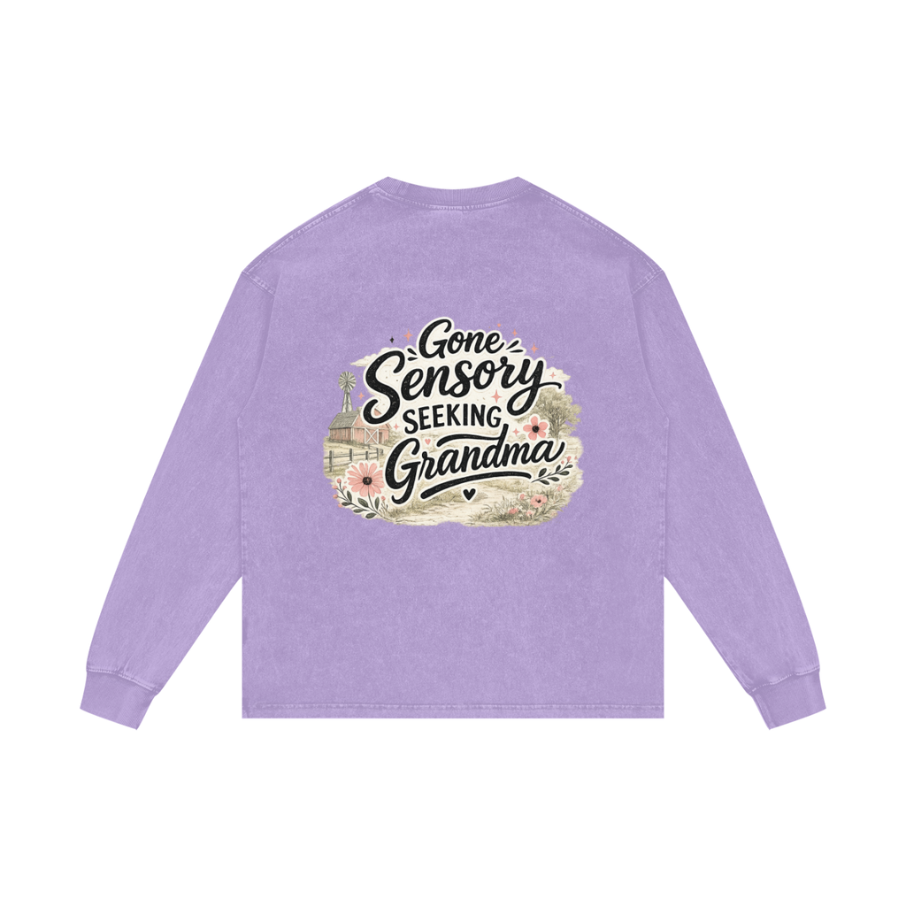 Acid Wash Oversize Long Sleeve T-Shirt Grandma