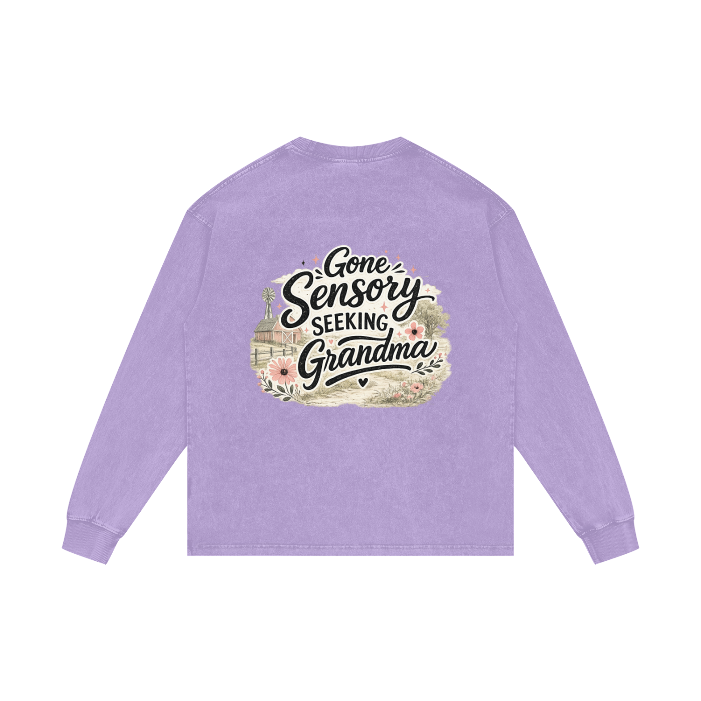 Acid Wash Oversize Long Sleeve T-Shirt Grandma